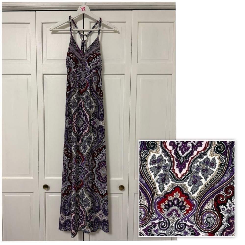 Y2K INC International Concepts Paisley Maxi Dress Purple Babydoll Petite Large